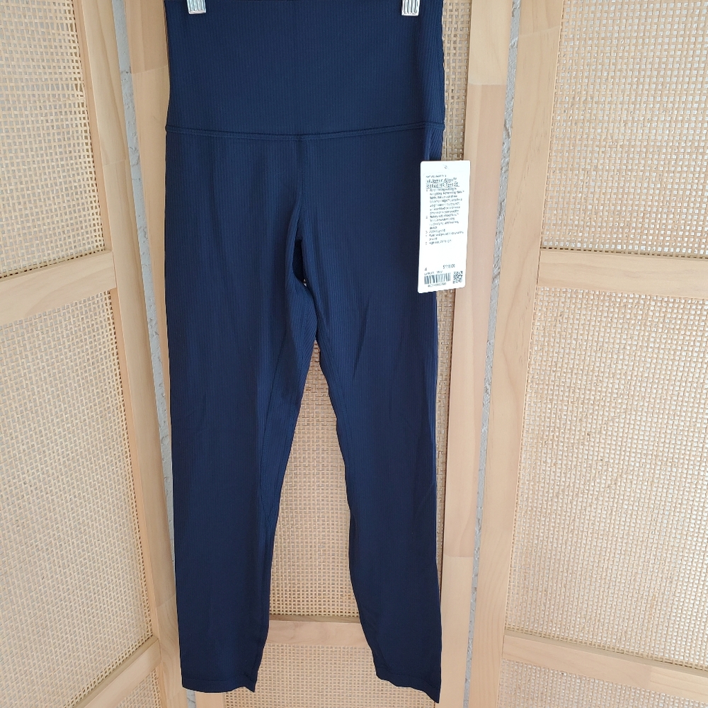 NWT LULULEMON ALIGN RIBBED PANT HR HIGH RISE LEGGING TRUE NAVY BLUE SIZE 4